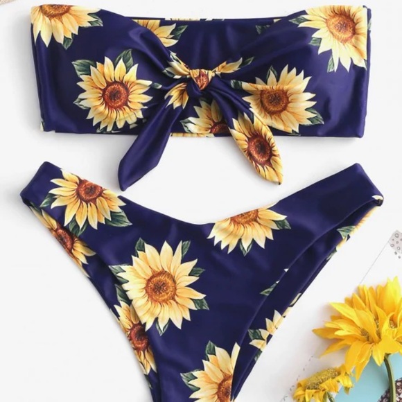Zaful Other - Navy Sunflower Bikini